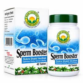 Basic Ayurveda  Sperm Booster Sukra Shakti Vardhak (Optimize Vitality, Volume & Motility) 40 Tablet