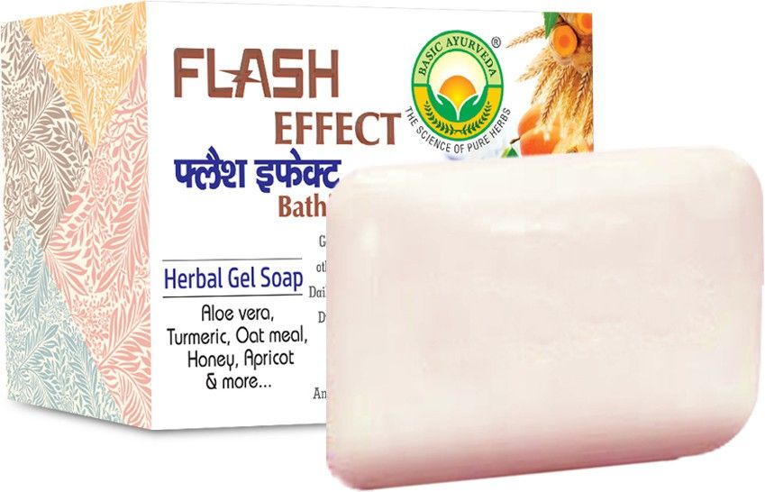 Basic Ayurveda Flash Effect Herbal Bathing Bar Soap 75 gm | Ayurvedic Gel-Based Body Cleanser | Refreshing Herbal Skin Care Soap for Daily Use
