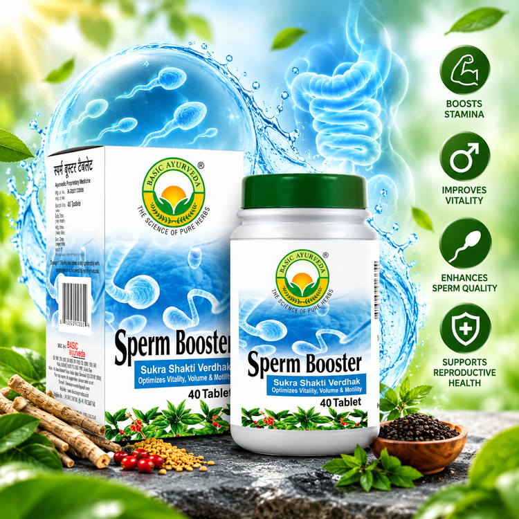 Basic Ayurveda  Sperm Booster Sukra Shakti Vardhak (Optimize Vitality, Volume & Motility) 40 Tablet