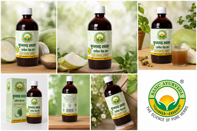 Basic Ayurveda Ash Gourd Juice 500ml (Kushmand Swaras/Safed Petha Ras) | Natural Ayurvedic Herbal Drink | Supports Digestion, Hydration, Energy & Daily Wellness | Pure Herbal Tonic