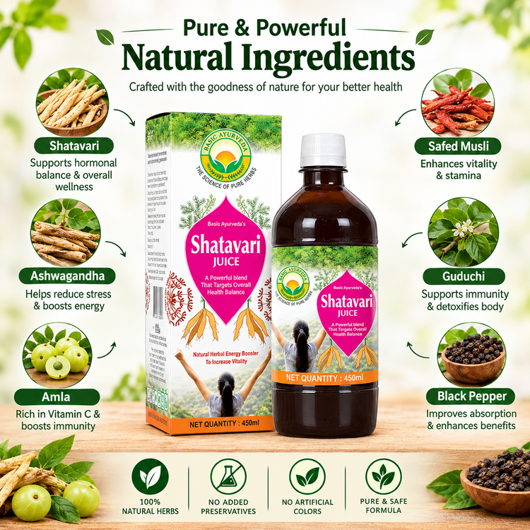 Basic Ayurveda Shatavari Juice | Boosts fertility | Stress Buster | Controls inflammation | Enhance Sexual Life | Reduces symptoms of menopause.