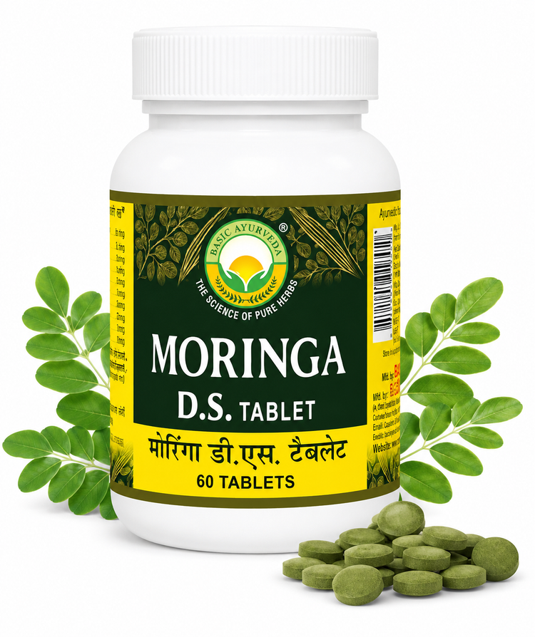 Basic Ayurveda Moringa D.S. Tablets 500mg | Pure Sahjan (Moringa Oleifera) Herbal Ayurvedic Supplement | Moringa Leaf Tablets for Men & Women | Daily Wellness Nutrition Supplement | 60 Tablets