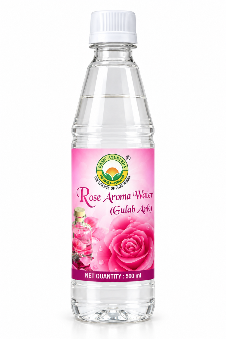 Basic Ayurveda Gulab Ark Rose Aroma Water 500ml | Premium Floral Water | Refreshing Rose Essence | Traditional Ayurvedic Preparation for Beauty and Personal Care