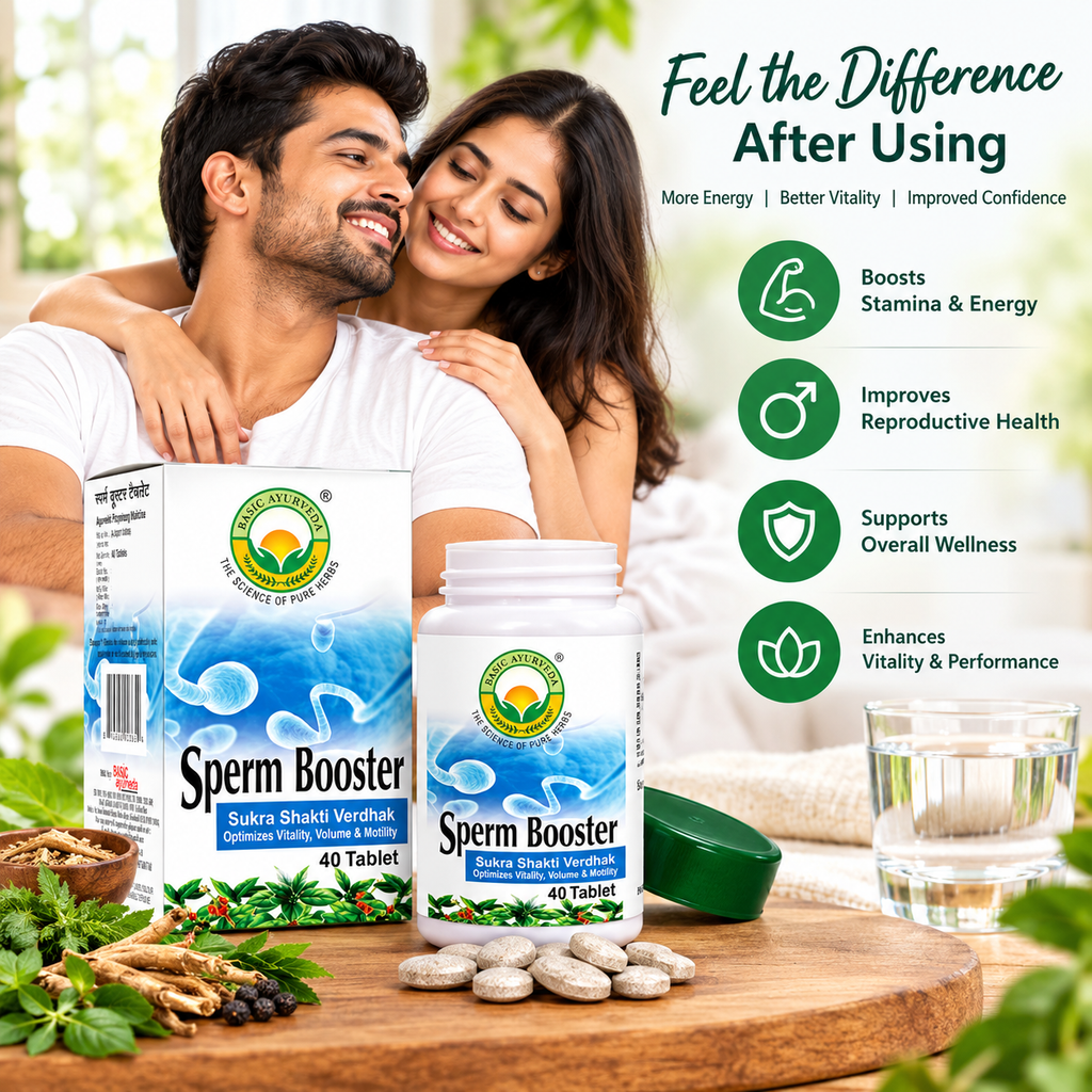 Basic Ayurveda  Sperm Booster Sukra Shakti Vardhak (Optimize Vitality, Volume & Motility) 40 Tablet