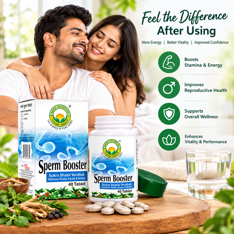 Basic Ayurveda  Sperm Booster Sukra Shakti Vardhak (Optimize Vitality, Volume & Motility) 40 Tablet