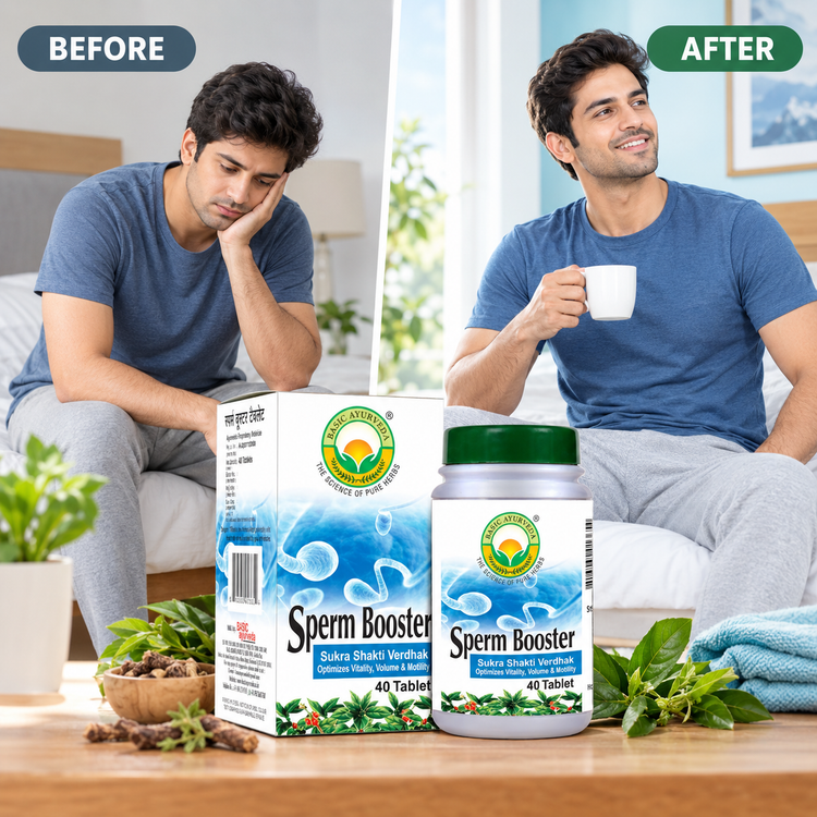 Basic Ayurveda  Sperm Booster Sukra Shakti Vardhak (Optimize Vitality, Volume & Motility) 40 Tablet