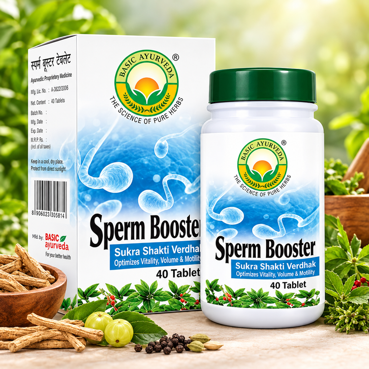 Basic Ayurveda  Sperm Booster Sukra Shakti Vardhak (Optimize Vitality, Volume & Motility) 40 Tablet