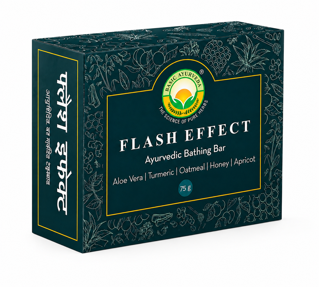 Basic Ayurveda Flash Effect Herbal Bathing Bar Soap 75 gm | Ayurvedic Gel-Based Body Cleanser | Refreshing Herbal Skin Care Soap for Daily Use