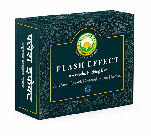Basic Ayurveda Flash Effect Herbal Bathing Bar Soap 75 gm | Ayurvedic Gel-Based Body Cleanser | Refreshing Herbal Skin Care Soap for Daily Use