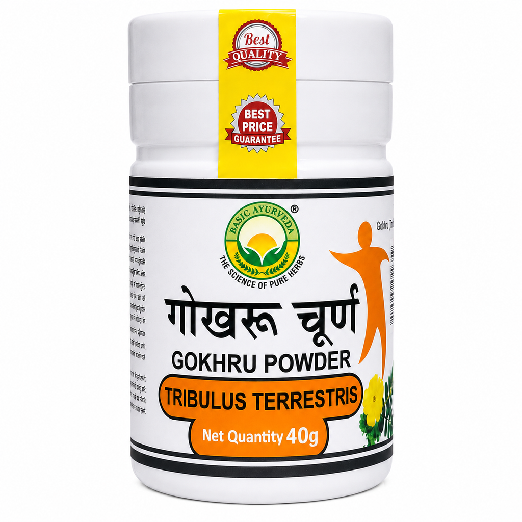 Basic Ayurveda Gokhru Powder 40 gm | Ayurvedic Gokshura Herbal Churna (Tribulus Terrestris) | Natural Wellness Support Powder | Traditionally Used for Strength, Energy & Healthy Lifestyle