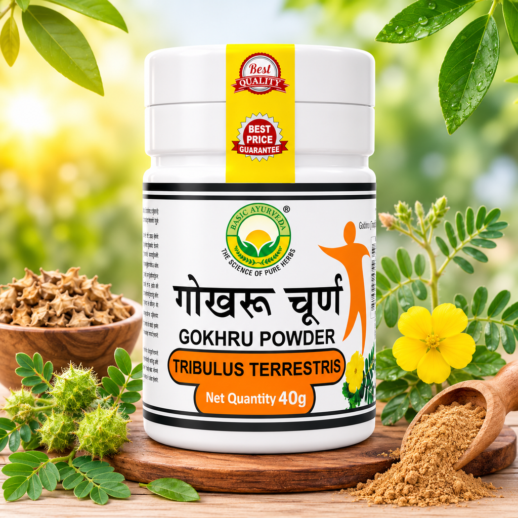 Basic Ayurveda Gokhru Powder 40 gm | Ayurvedic Gokshura Herbal Churna (Tribulus Terrestris) | Natural Wellness Support Powder | Traditionally Used for Strength, Energy & Healthy Lifestyle