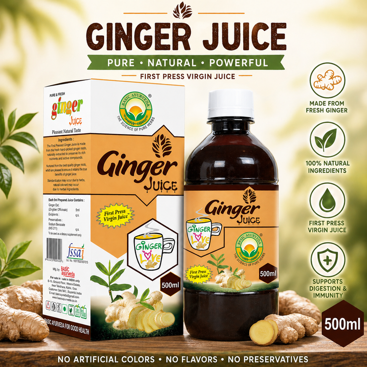 Basic Ayurveda Ginger Juice  | Helps to remove Bad Breath |Good for Acne | Increase Hair Growth | It improves Digestion |  Maintain blood pressure in the normal range.