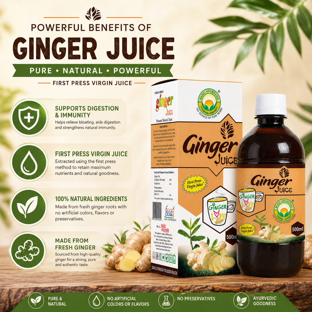 Basic Ayurveda Ginger Juice  | Helps to remove Bad Breath |Good for Acne | Increase Hair Growth | It improves Digestion |  Maintain blood pressure in the normal range.