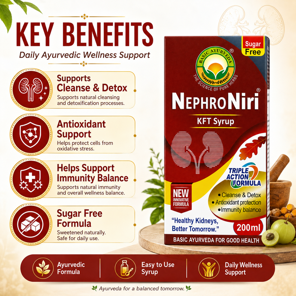 NEPHRO Niri KFT Syrup 200ml | Ayurvedic Kidney Support Formulation | Supports Kidney & Urinary Tract Health | Helps Maintain Natural Detox & Fluid Balance | Antioxidant Support | Sugar Free Herbal Syrup | Traditional Ayurvedic Wellness
