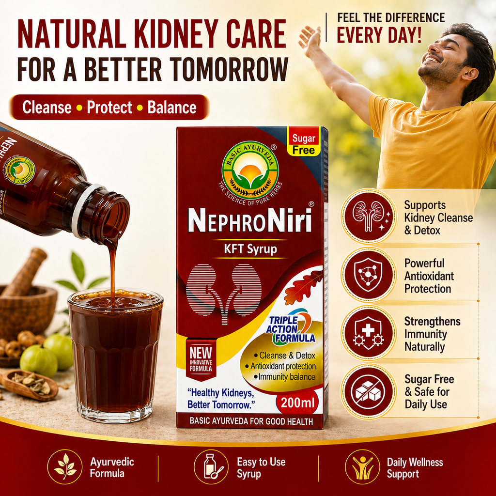 NEPHRO Niri KFT Syrup 200ml | Ayurvedic Kidney Support Formulation | Supports Kidney & Urinary Tract Health | Helps Maintain Natural Detox & Fluid Balance | Antioxidant Support | Sugar Free Herbal Syrup | Traditional Ayurvedic Wellness