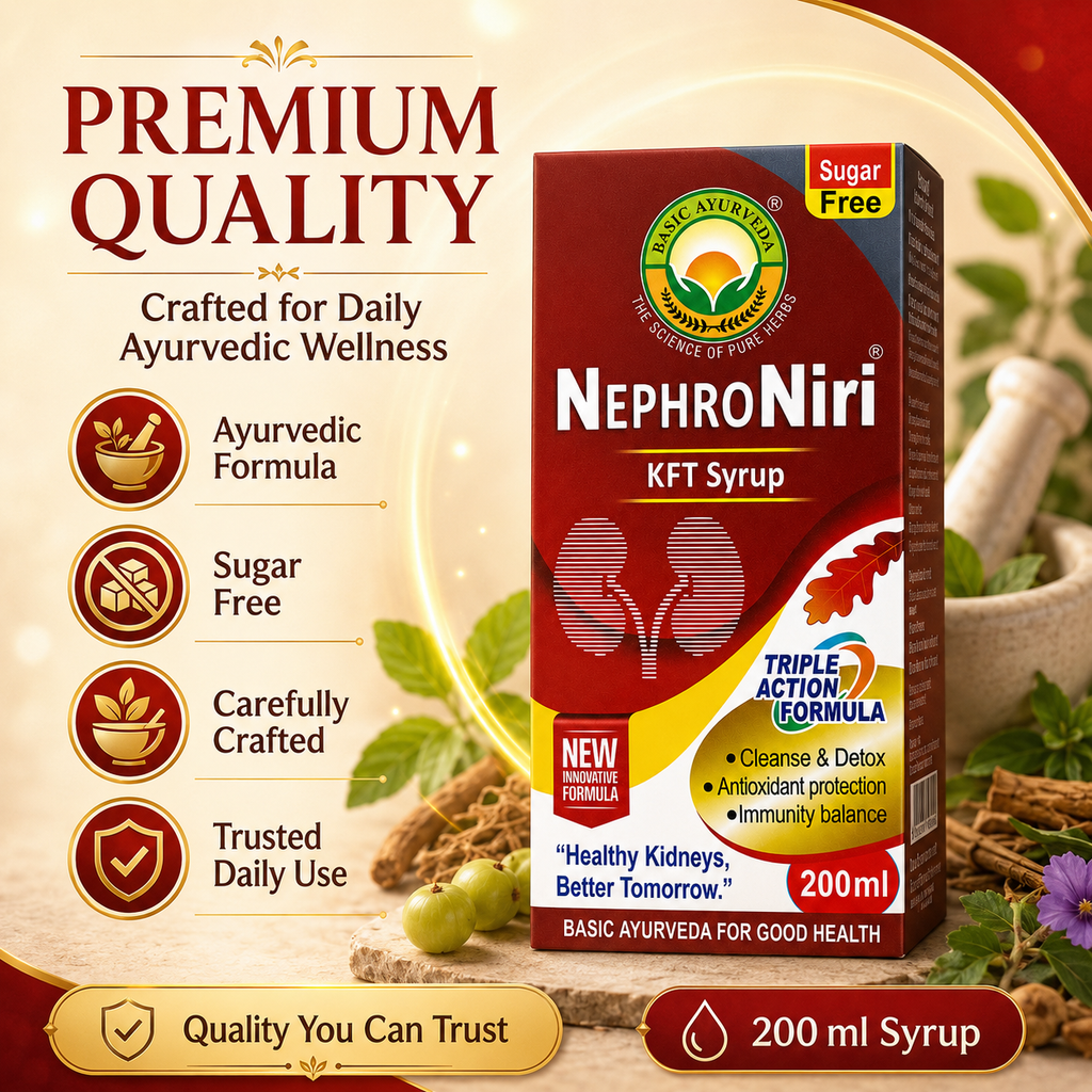 NEPHRO Niri KFT Syrup 200ml | Ayurvedic Kidney Support Formulation | Supports Kidney & Urinary Tract Health | Helps Maintain Natural Detox & Fluid Balance | Antioxidant Support | Sugar Free Herbal Syrup | Traditional Ayurvedic Wellness