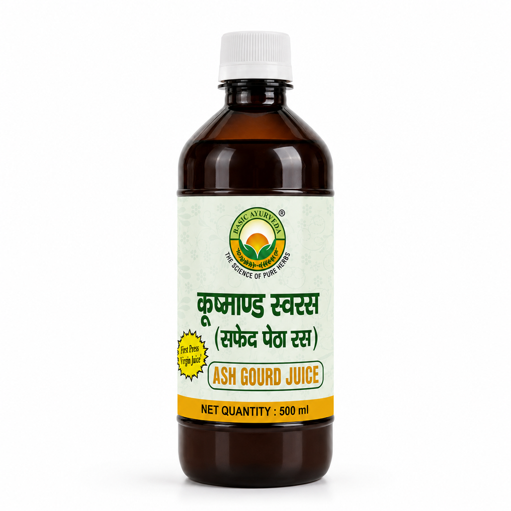 Basic Ayurveda Ash Gourd Juice 500ml (Kushmand Swaras/Safed Petha Ras) | Natural Ayurvedic Herbal Drink | Supports Digestion, Hydration, Energy & Daily Wellness | Pure Herbal Tonic