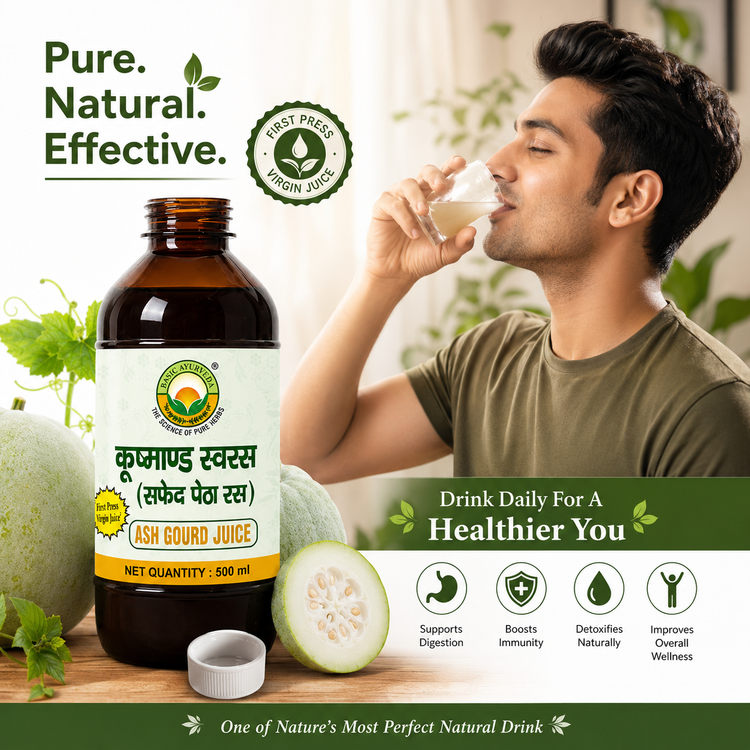 Basic Ayurveda Ash Gourd Juice 500ml (Kushmand Swaras/Safed Petha Ras) | Natural Ayurvedic Herbal Drink | Supports Digestion, Hydration, Energy & Daily Wellness | Pure Herbal Tonic