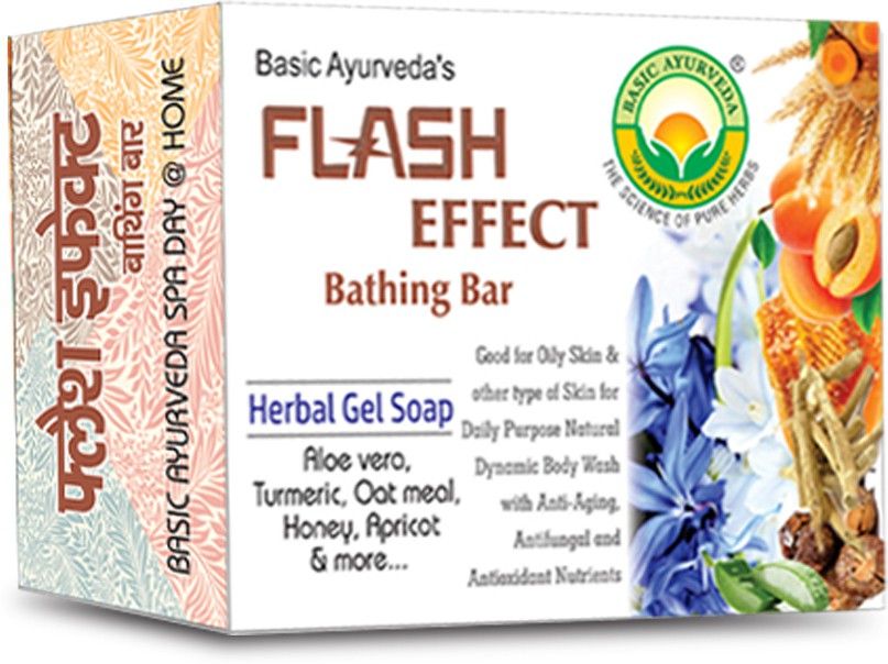 Basic Ayurveda Flash Effect Herbal Bathing Bar Soap 75 gm | Ayurvedic Gel-Based Body Cleanser | Refreshing Herbal Skin Care Soap for Daily Use