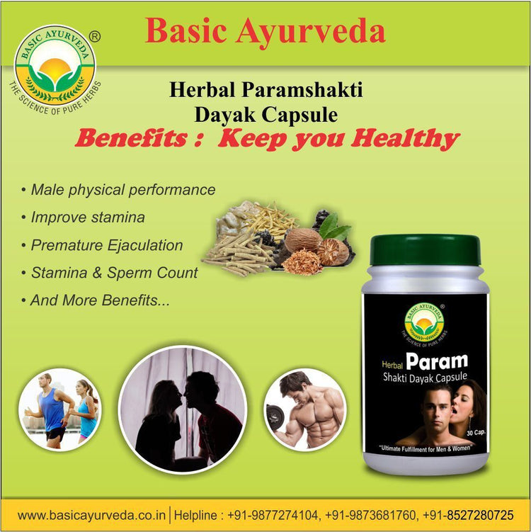 Basic Ayurveda Herbal Param Shaktidayak 30 Capsules | Ayurvedic Herbal Blend for General Wellness and Vitality Support