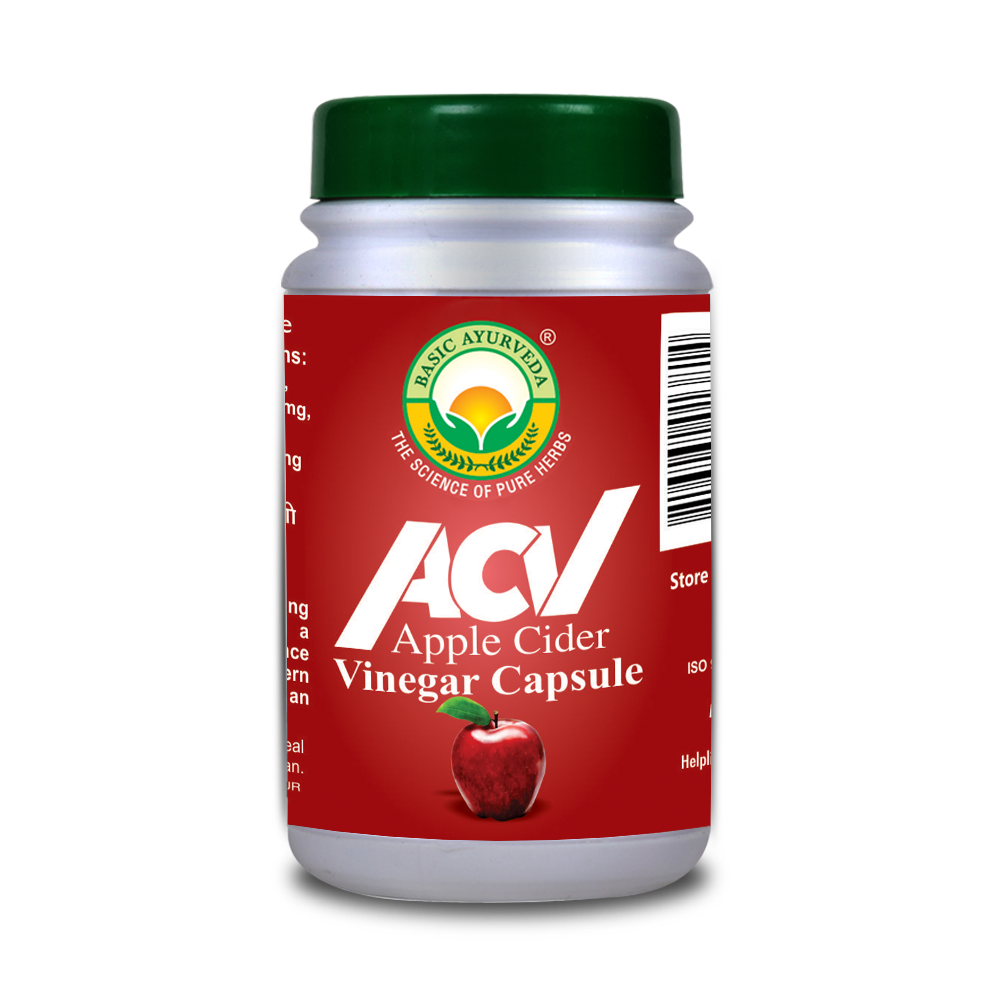 Basic Ayurveda ACV(Apple Cider Vinegar) (40 Capsules) | Enriched with the goodness of apples | Known to improve digestion | Beneficial for skin health | Helps to balance the blood sugar levels | Maintain the blood pH levels.