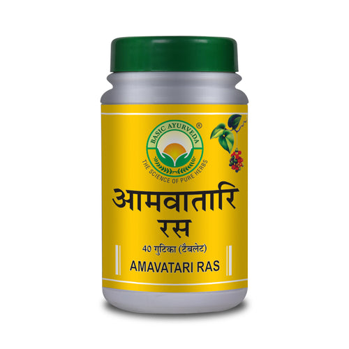 Basic Ayurveda Amavatari Ras 40 Tablet | Joint  Pain | Back Pain | Joint Inflammation | Muscular Pain | Reduces the symptoms of rheumatoid arthritis and osteoarthritis.