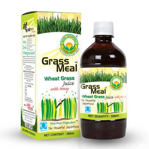 Basic Ayurveda Grass Meal (Wheat Grass) Juice (With Honey) | 100% Organic Natural Herbal Juice | Reduces Weakness | Activate your Digestive System | Clean & Detoxify the Blood | Improvement in Sleeping Pattern | Make your Skin Fresh and Shiny.