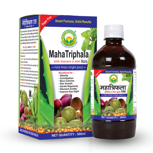 Basic Ayurveda Maha Triphala Ras | 100% Organic Natural Herbal Juice | Improves functions of liver | Relief in Constipation | Increase Hair Growth | Reduce Stomach Acidity | Reduces extra fat from body.