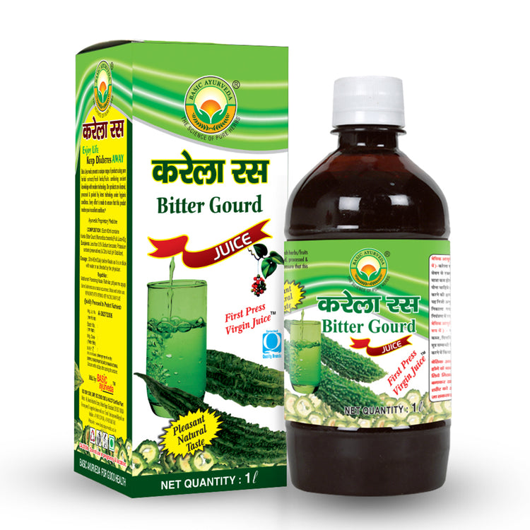 Basic Ayurveda Bitter Gourd(Karela) Juice | 100% Organic Natural Herbal Juice |  Immunity and Digestion Booster |  Helps in maintaining blood sugar level | Helps in weight loss | Useful for glowing skin |  Control Cholesterol Level.