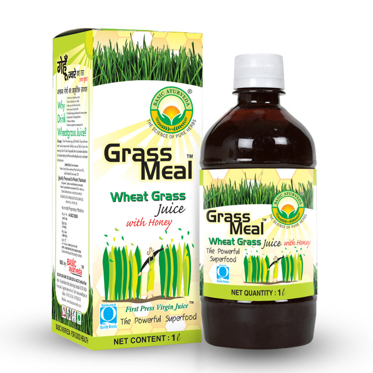 Basic Ayurveda Grass Meal (Wheat Grass) Juice (With Honey) | 100% Organic Natural Herbal Juice | Reduces Weakness | Activate your Digestive System | Clean & Detoxify the Blood | Improvement in Sleeping Pattern | Make your Skin Fresh and Shiny.