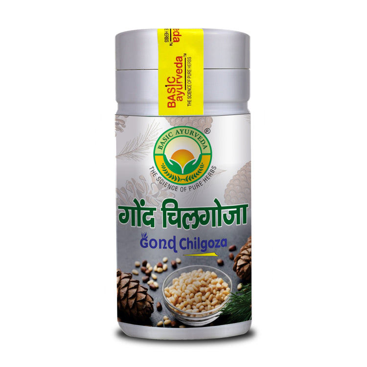 Basic Ayurveda Gond Chilgoza (Pine Nut Gum) | A Natural Raw Herbs, With The Goodness Of Chilgoze / Chilgoja | Made With Dry Fruit (Pine Nuts) Botanical Gum | Herbal Intake Used For A Healthy Life.
