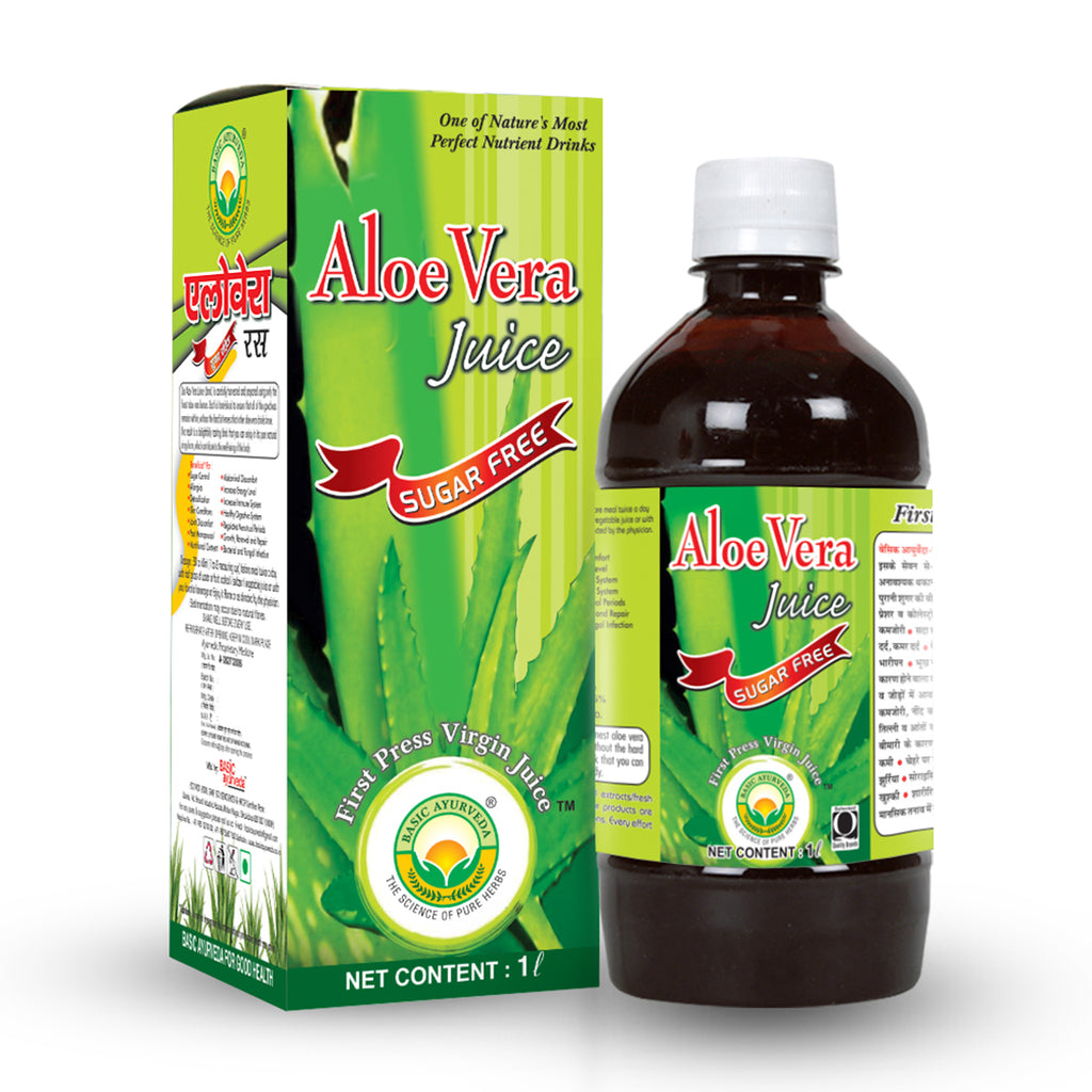 Basic Ayurveda Aloe Vera Juice (Sugar Free) | 100% Pure & Natural Organic Herbal Juice | Control Cholesterol Levels | Beauty Needs | Flush Out Toxins | Ayurvedic Juice for weight loss | Useful in Abdominal pain
