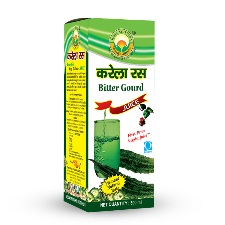 Basic Ayurveda Bitter Gourd(Karela) Juice | 100% Organic Natural Herbal Juice |  Immunity and Digestion Booster |  Helps in maintaining blood sugar level | Helps in weight loss | Useful for glowing skin |  Control Cholesterol Level.