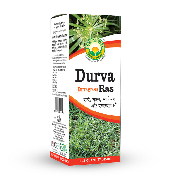 Basic Ayurveda Durva (Dhurva Grass) Ras | 100% Organic Natural Herbal Juice | Improve Immunity | Helps to purify the blood | Beneficial in pregnancy and children's diseases | Allergies, urticaria, Sowing burst.