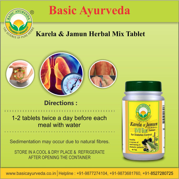 Basic Ayurveda Karela & Jamun Herbal Mix 40 Tablet