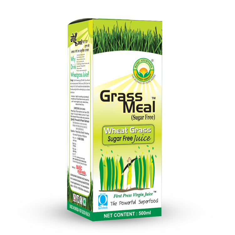 Basic Ayurveda Grass Meal (Wheat Grass) Juice (Sugar Free) | 100% Organic Natural Herbal Juice | Immunity Booster | Body Cleanser | Muscles Rebuilder | Reduce general Weakness | Useful for Weight loss.