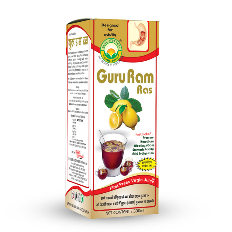 Basic Ayurveda Guru Ram Ras | 100% Organic Natural Herbal Juice | Improve Digestion | Useful in Abdominal Pain | Effective in Piles | Beneficial in Acidity | Effective in Intestinal Disorder.