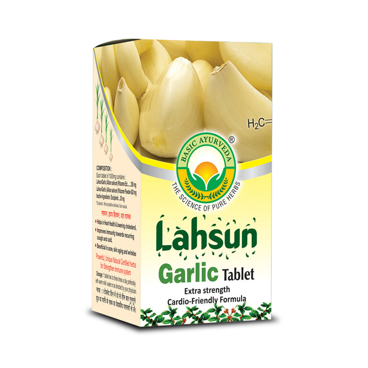 Basic Ayurveda  Lahsun (Garlic) Tablet (40 Tablet) | Helps to Maintain cholesterol level | Helpful for hypertension | Helps to Improve heart health | Helps to Improve heart health |