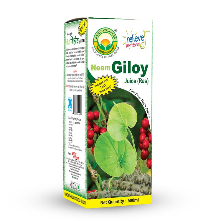 Basic Ayurveda Neem Giloy Juice (Ras) |  100% Organic Natural Herbal Juice | Useful in Anemia | Helpful in Vomiting  & Nausea | Improve Appetite | Helpful in Flu & Cough | Reduce High Blood Sugar.