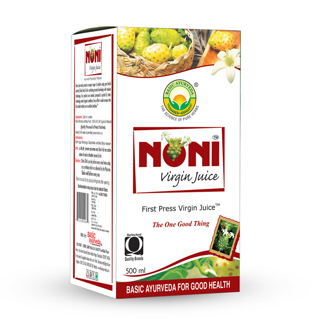 Basic Ayurveda Noni Virgin Juice 500ml | 100% Organic Natural Herbal Juice | Improve Immunity | Helpful in Pain and Inflammation | Improve Skin Condition | Useful in Depression | Improve Liver Health.