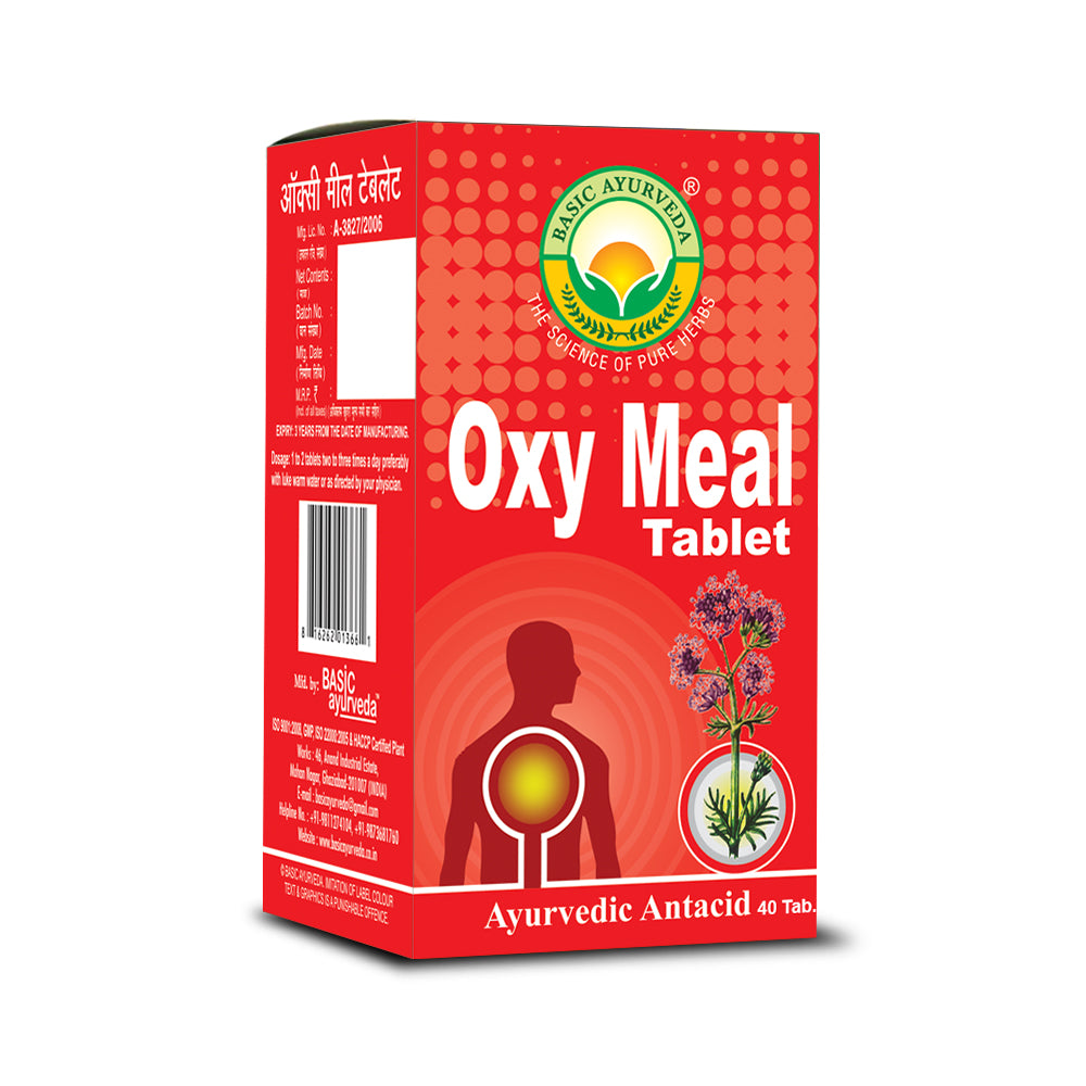 Basic Ayurveda  Oxy Meal Tablet (40 Tablet) | Helpful for All type of stomach problem | Helps to Reduce acidity | Helpful for  heartburn | Helpful in vomiting.
