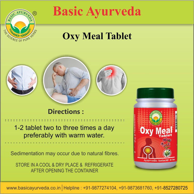 Basic Ayurveda  Oxy Meal Tablet (40 Tablet) | Helpful for All type of stomach problem | Helps to Reduce acidity | Helpful for  heartburn | Helpful in vomiting.