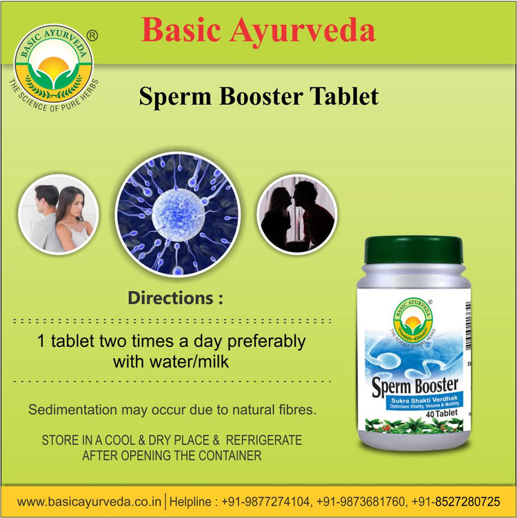 Basic Ayurveda  Sperm Booster Sukra Shakti Vardhak (Optimize Vitality, Volume & Motility) 40 Tablet