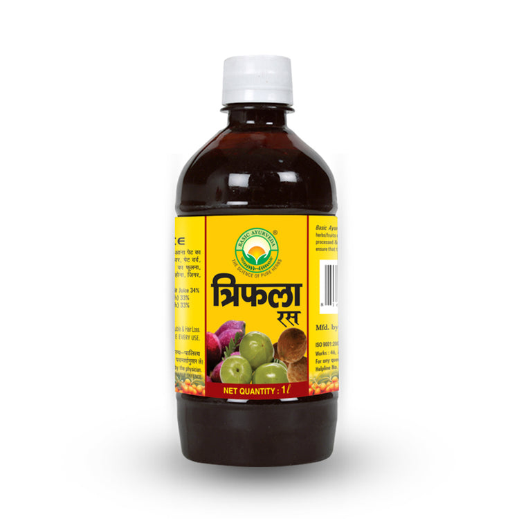 Basic Ayurveda Basic's Triphala Ras  | All types of health problems | Ayurvedic Juice Good For Health | Useful in Hair Loss Problem | Immunity Booster | Relief in Joint Pain | Improve Appetite  | Relief in Constipation.