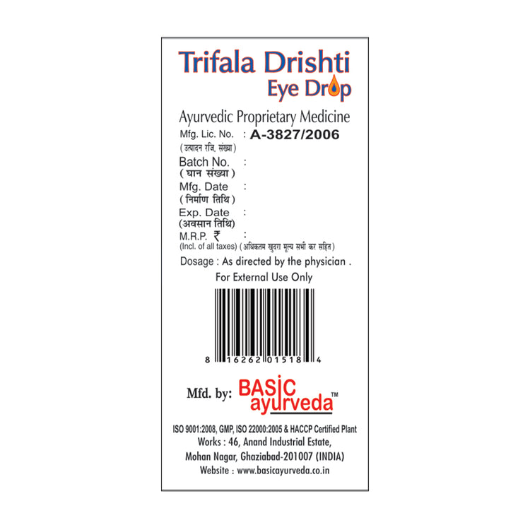 Basic Ayurveda Trifala Drishti Eye Drop 10Ml