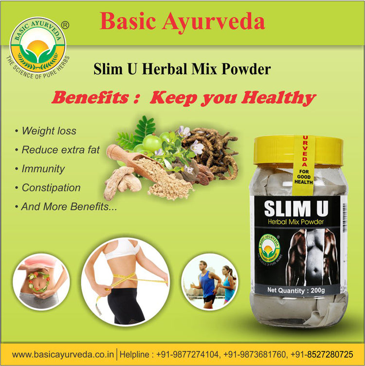 Basic Ayurveda Slim U Herbal Mix Powder 200 Gram