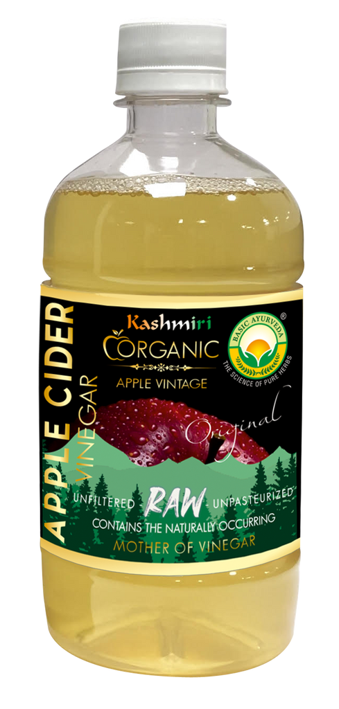Basic Ayurveda Kashmiri Organic Apple Cider Vinegar 450ml | With Mother Of Vinegar | 100% Pure Raw, Unfiltered and Unpasteurized | Contains The Naturally Occurring | With The Goodness Of Raw Apples | A Daily Dose Of Wellness
