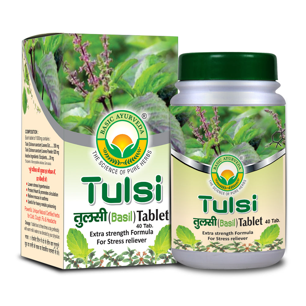 Basic Ayurveda Tulsi (Basil) Tablet (40 Tablet) | Respiratory disorder