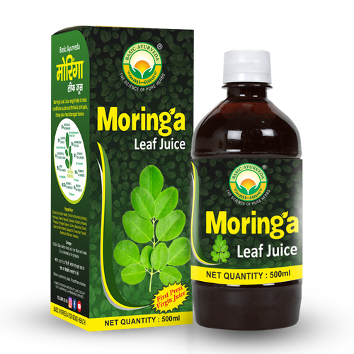Basic Ayurveda Moringa Leaf Juice 500 Ml Sounjana Sahjan (Moringa Olifera) - Pure & Natural Plant based product | For Joint Pain Relief
